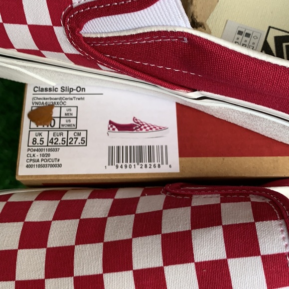 Vans Classic Slip On Checkerboard Cerise/Trwht Men - Picture 12 of 12